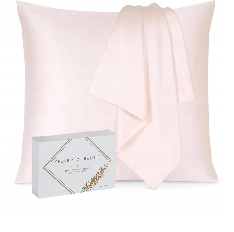 Poszewka 100% jedwab morowy BIO luksus 22 momme 65x65cm Naturalna różowa