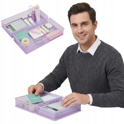 Organizer na biurko szuflady kosmetyki metalowy komplet 2 szt.