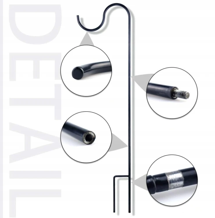 Hak pasterski ogrodowy metalowy 61-99 cm CZARNY