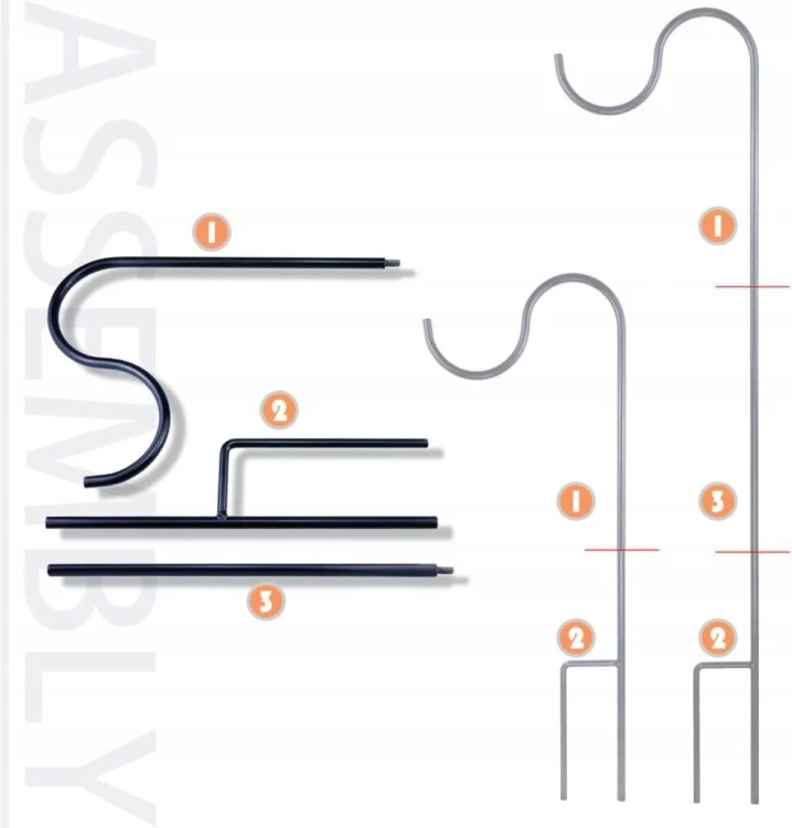 Hak pasterski ogrodowy metalowy 61-99 cm CZARNY