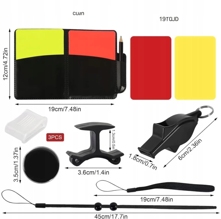 ZESTAW SĘDZIOWSKI PIŁKARSKI DLA SĘDZIEGO GWIZDEK CZERWONA ŻÓŁTA KARTKA