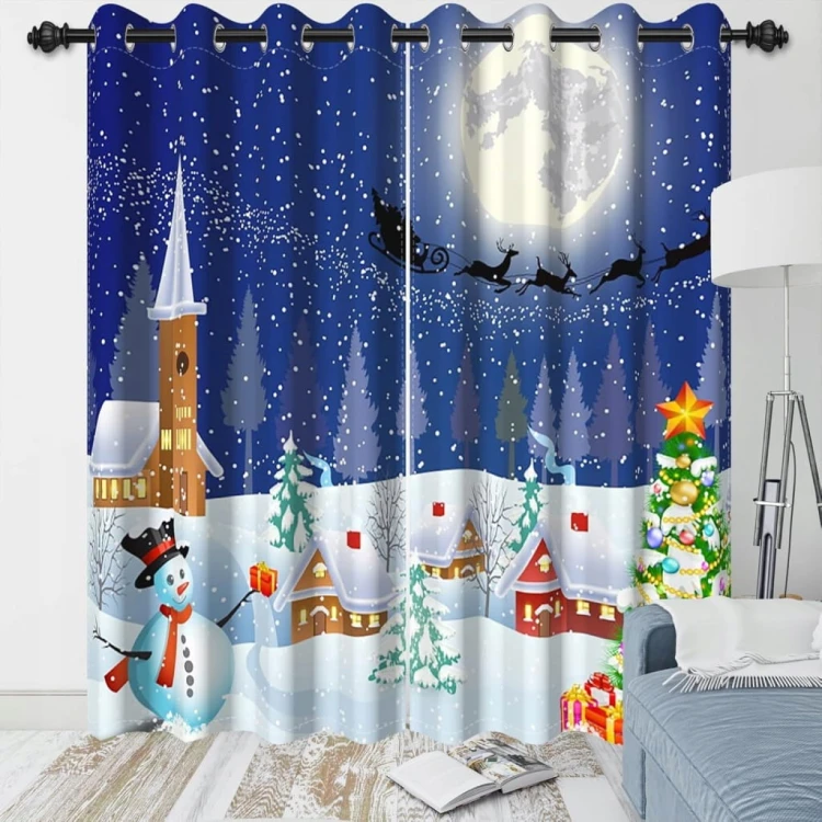Zasłony okienne świąteczne zaciemniające zestaw 2szt 140 x 225cm na święta