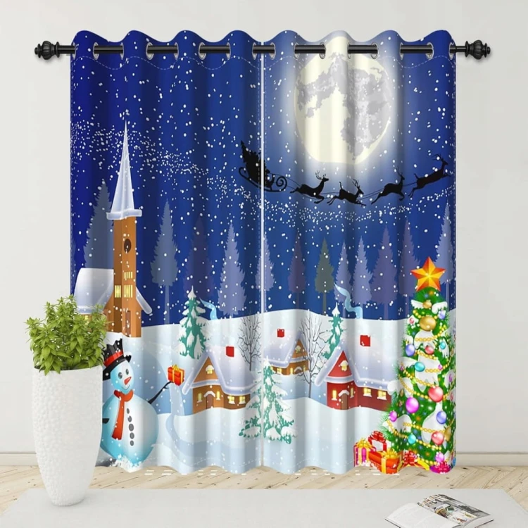 Zasłony okienne świąteczne zaciemniające zestaw 2szt 140 x 225cm na święta