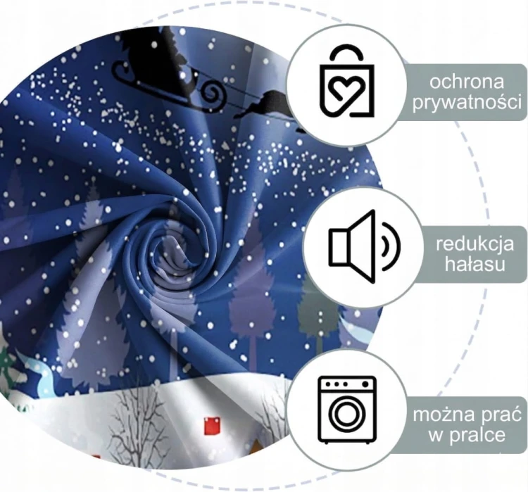 Zasłony okienne świąteczne zaciemniające zestaw 2szt 140 x 225cm na święta