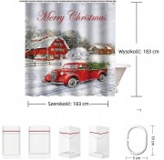 ZASŁONA PRYSZNICOWA TEKSTYLNA Wesołych Świąt z haczykami 180x180 cm święta