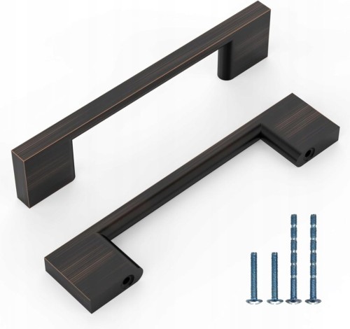 10x Uchwyt meblowy 96 mm brąz przecierany olejem stop aluminium + wkręty
