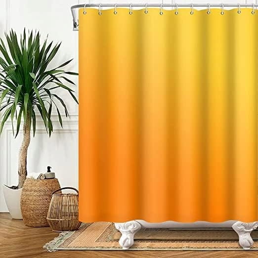 ZASŁONA PRYSZNICOWA TEKSTYLNA POMARAŃCZOWA z haczykami 200 x 180 cm