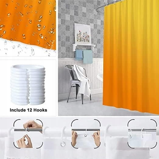 ZASŁONA PRYSZNICOWA TEKSTYLNA POMARAŃCZOWA z haczykami 200 x 180 cm