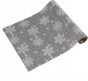 Bożonarodzeniowy świąteczny bieżnik śnieżynki 275x28 cm srebrny szary