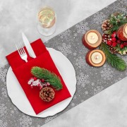 Bożonarodzeniowy świąteczny bieżnik śnieżynki 275x28 cm srebrny szary