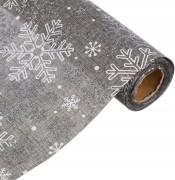 Bożonarodzeniowy świąteczny bieżnik śnieżynki 275x28 cm srebrny szary