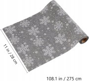 Bożonarodzeniowy świąteczny bieżnik śnieżynki 275x28 cm srebrny szary