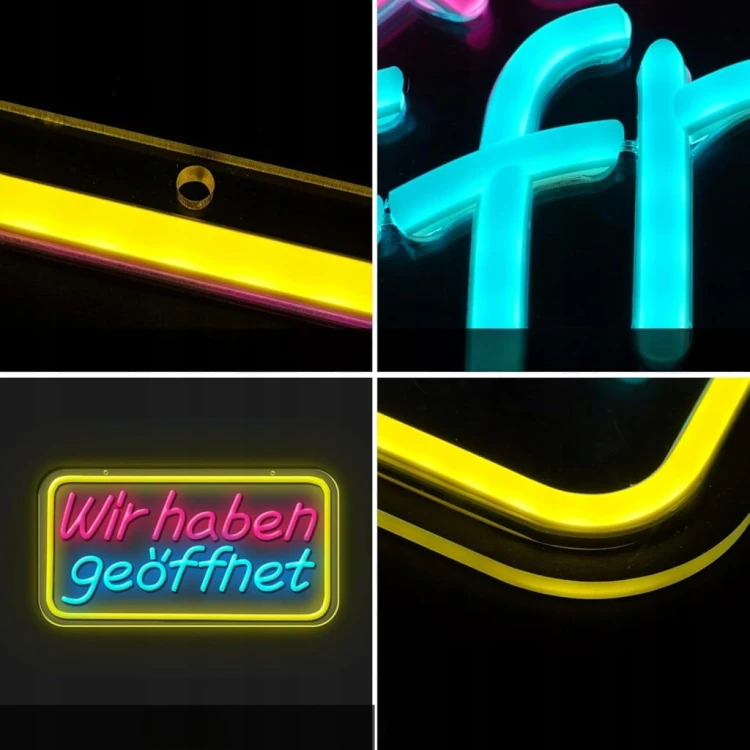 Neon LED "WIR HABEN GEOFFNET" Akrylowy Napis na Ścianę Lampa Dekoracyjna