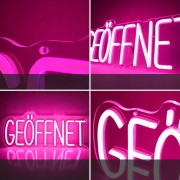 Neon LED Otwarte "GEOFFNET" Akrylowy Napis na Ścianę Lampa Dekoracyjna