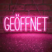 Neon LED Otwarte "GEOFFNET" Akrylowy Napis na Ścianę Lampa Dekoracyjna