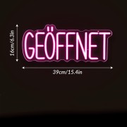 Neon LED Otwarte "GEOFFNET" Akrylowy Napis na Ścianę Lampa Dekoracyjna
