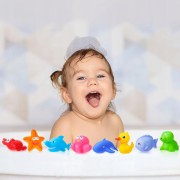 DUŻY ZESTAW ZABAWEK DO KĄPIELI Z SIATKĄ zabawki gumowe do wody basenu wanny