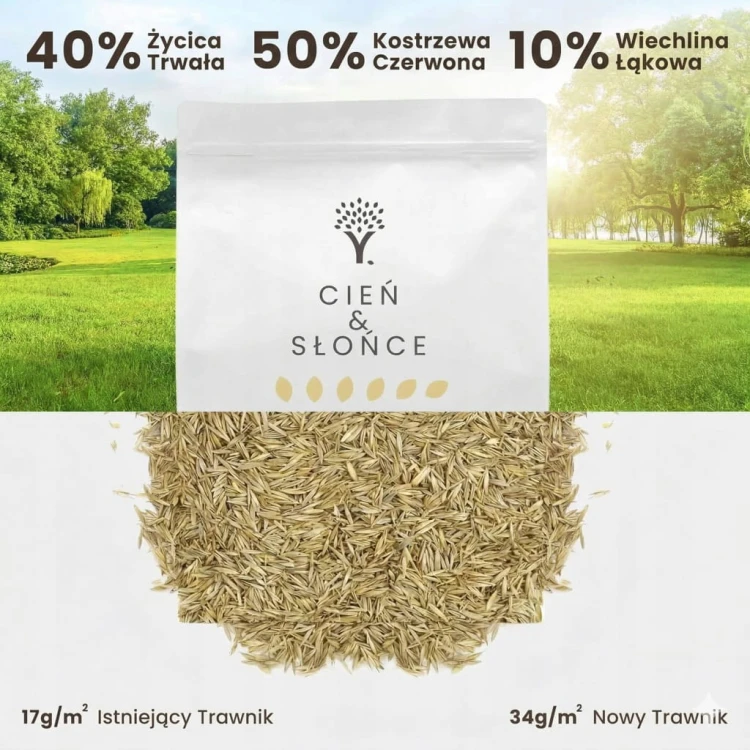 Shade & Sun Trawa w cieniu nasiona na suszę tereny zacienione 50 m² ANGLIA