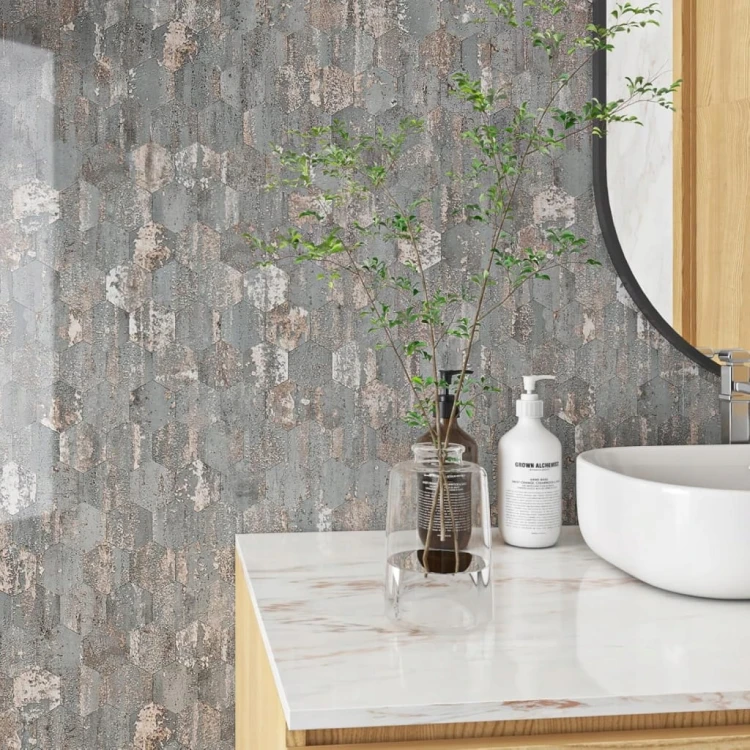 SAMOPRZYLEPNA TAPETA marmur heksagon EFEKT 3D OKLEINA WINYLOWA 40cm x 10m