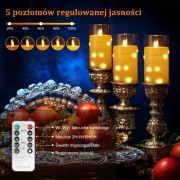 Bezpłomieniowe świece LED do ładowania, ze stacją ładującą i pilotem