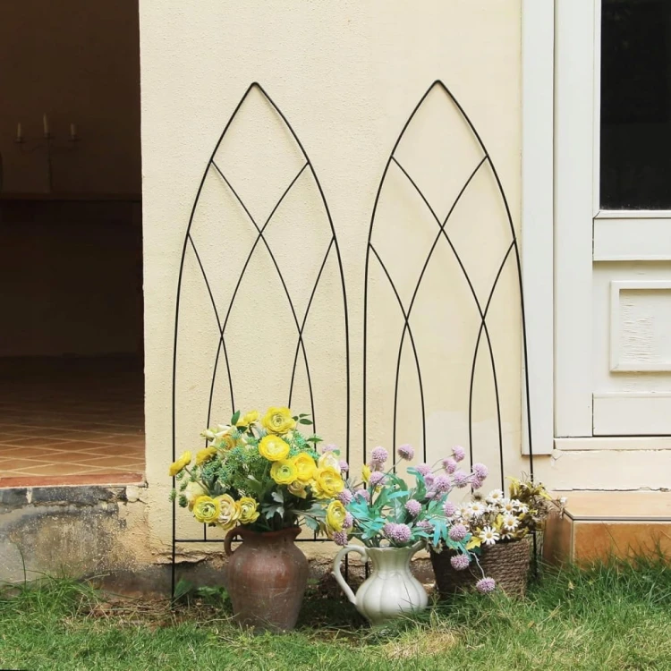 Metalowa Pergola Ogrodowa Gotycki Łuk podpórka do pnączy Zestaw 2 sztuk