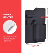 Uchwyt na szczoteczki organizer maszynki silikonowy łazienkowy CZARNY