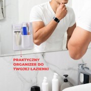 Uchwyt na szczoteczki organizer maszynki silikonowy łazienkowy BIAŁY