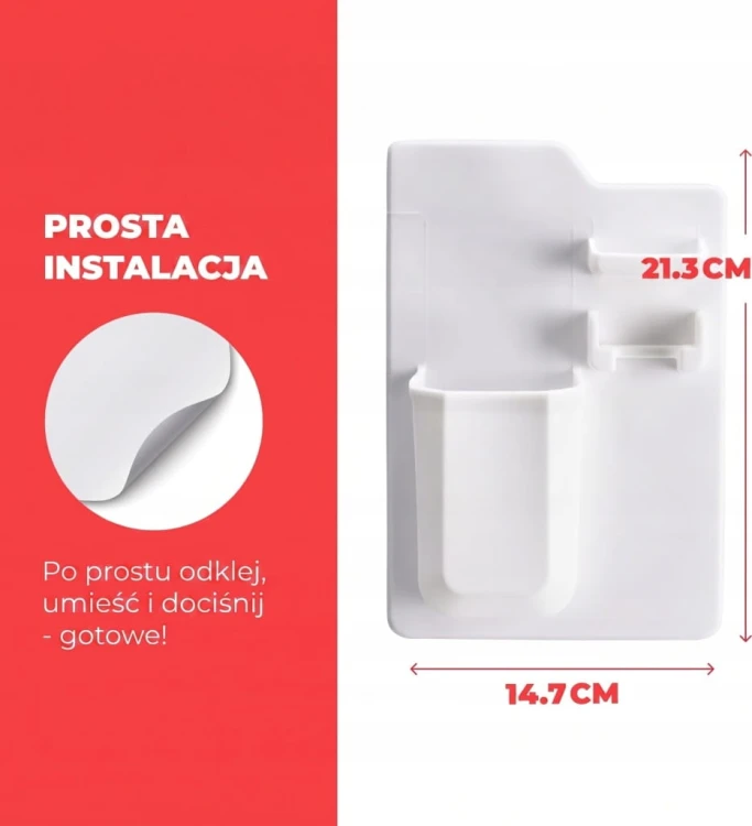Uchwyt na szczoteczki organizer maszynki silikonowy łazienkowy BIAŁY