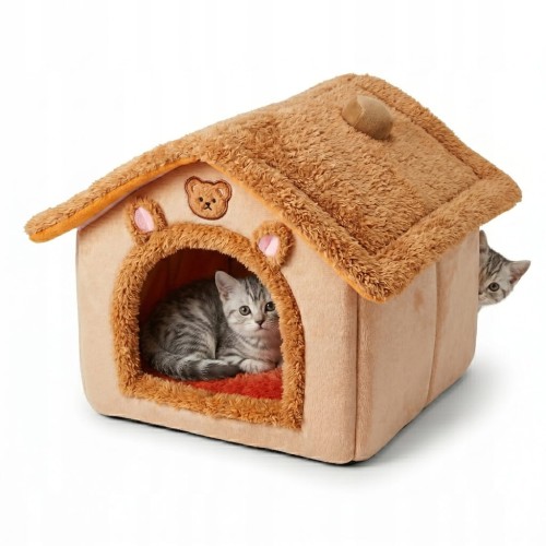 Domek Legowisko dla Kota Psa Budka Miękka Ciepła Zamknięta 33x29x26cm