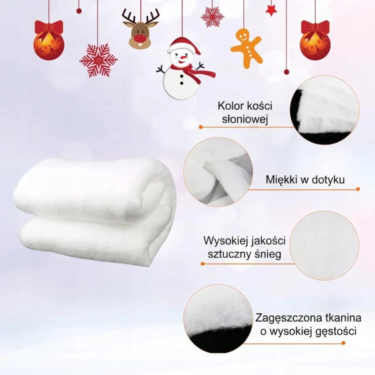 Zestaw 2x Świąteczny Koc Śnieżny Dywan Biegacz Puchowy na Stół Dekoracja