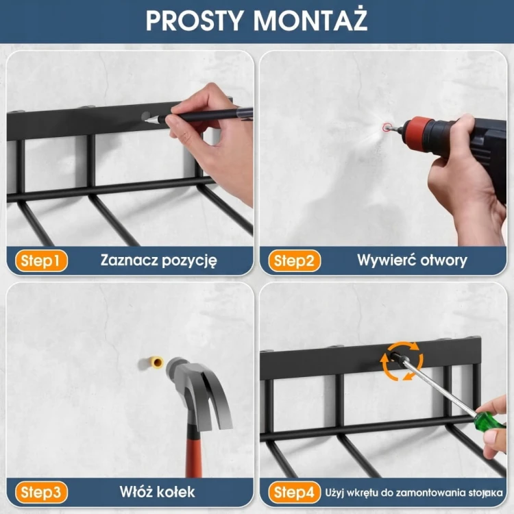 Metalowy uchwyt na buty szczotki narzędzia do warsztatu domu przedpokoju