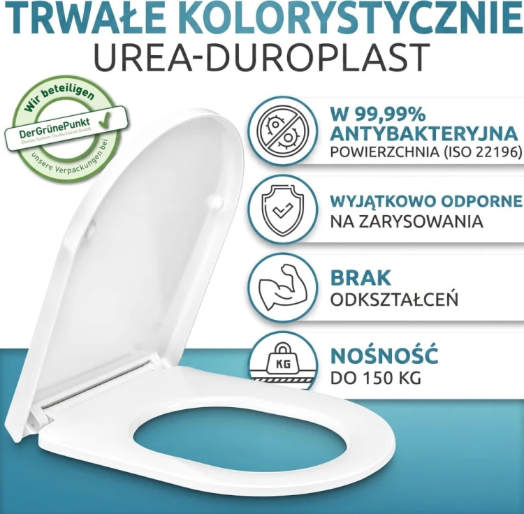Deska sedesowa wolnoopadająca Antybakteryjna slim