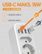 TESSAN Adapter Australia, 6 w 1 adapter Nowa Zelandia z 1 USB C i 3 USB A